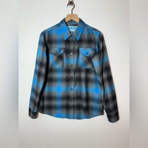 DIXXON Flannel Co. "The 10th St Street" Women's M Button Blue/Black Flannel